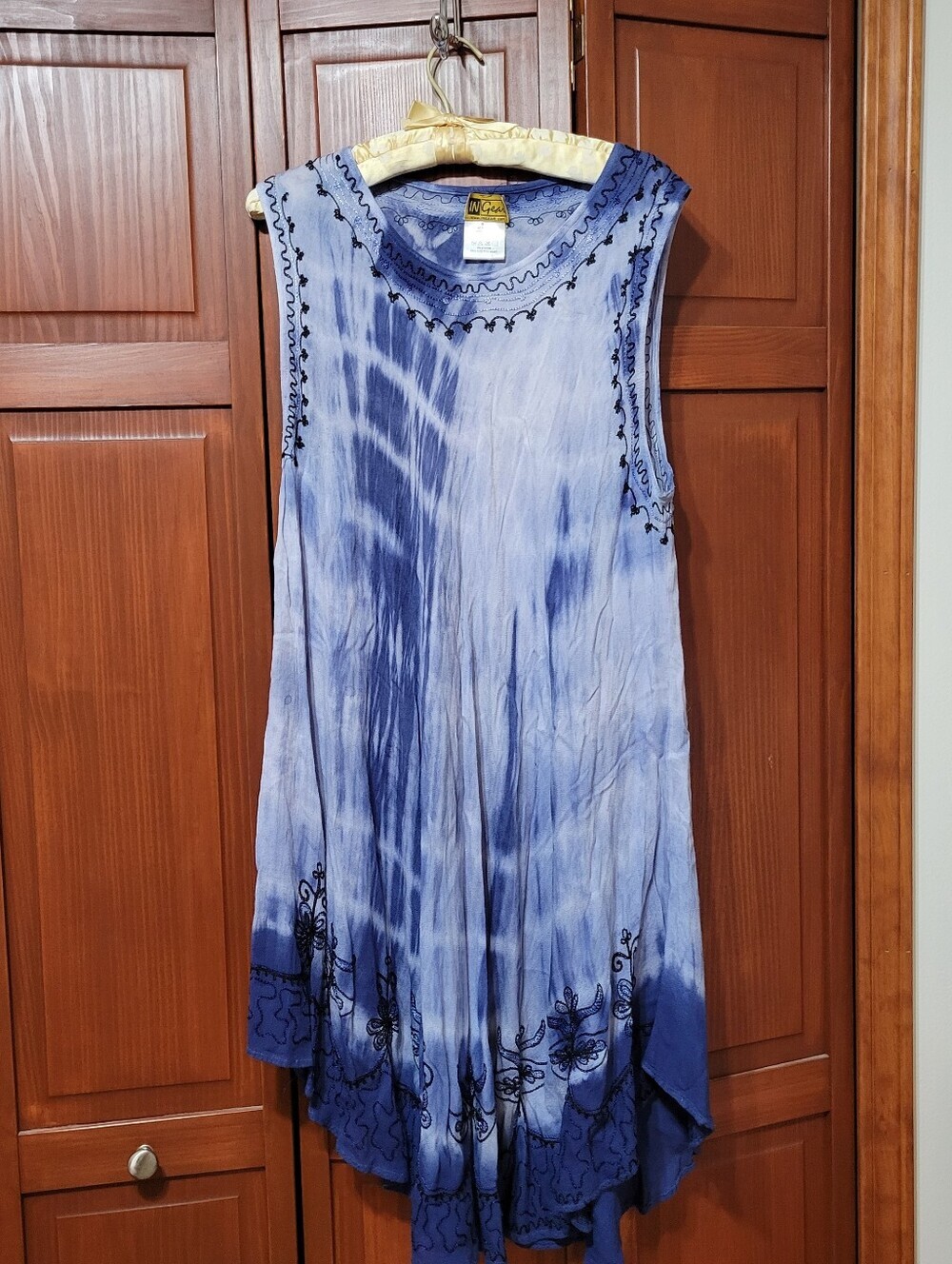 InGear Bohemian Blue And Light Blue Maxi Long Dress Floral Lightweight Flowy OS